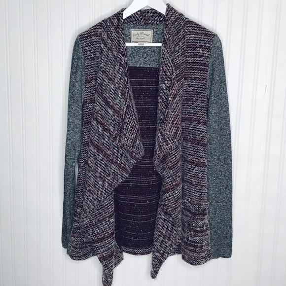 Lucky Brand gray wool blend open cascading sweater size Large - Picture 2 of 14